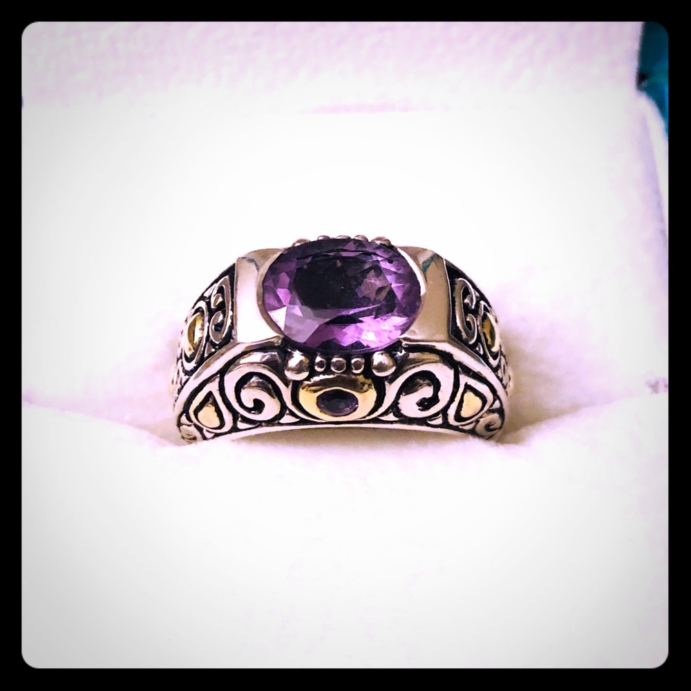 Sterling & Gold Accents Amethyst Ring